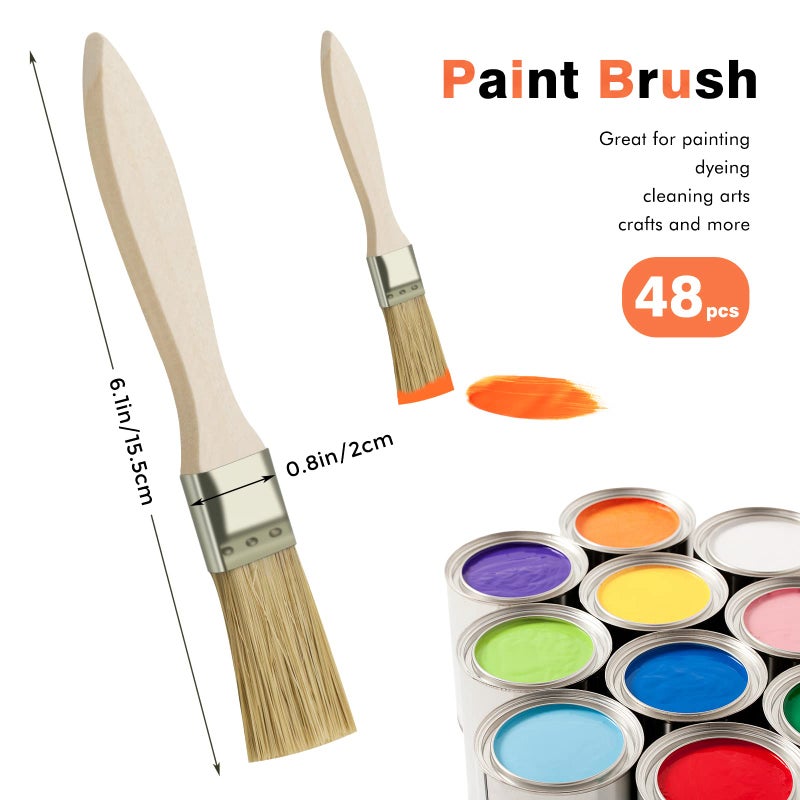 UPlama Paint and Chip Paint Brushes for Paint, Stains, Varnishes, Watercolor, Wood, Wall, Furniture-Brush Cleaner (48, 1 inch) - Image 2